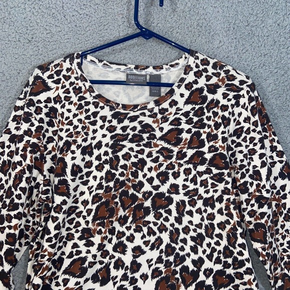 Additions by Chico's Top Womens 2 White Brown Heart Pattern Long Sleeve Casual - Picture 12 of 13